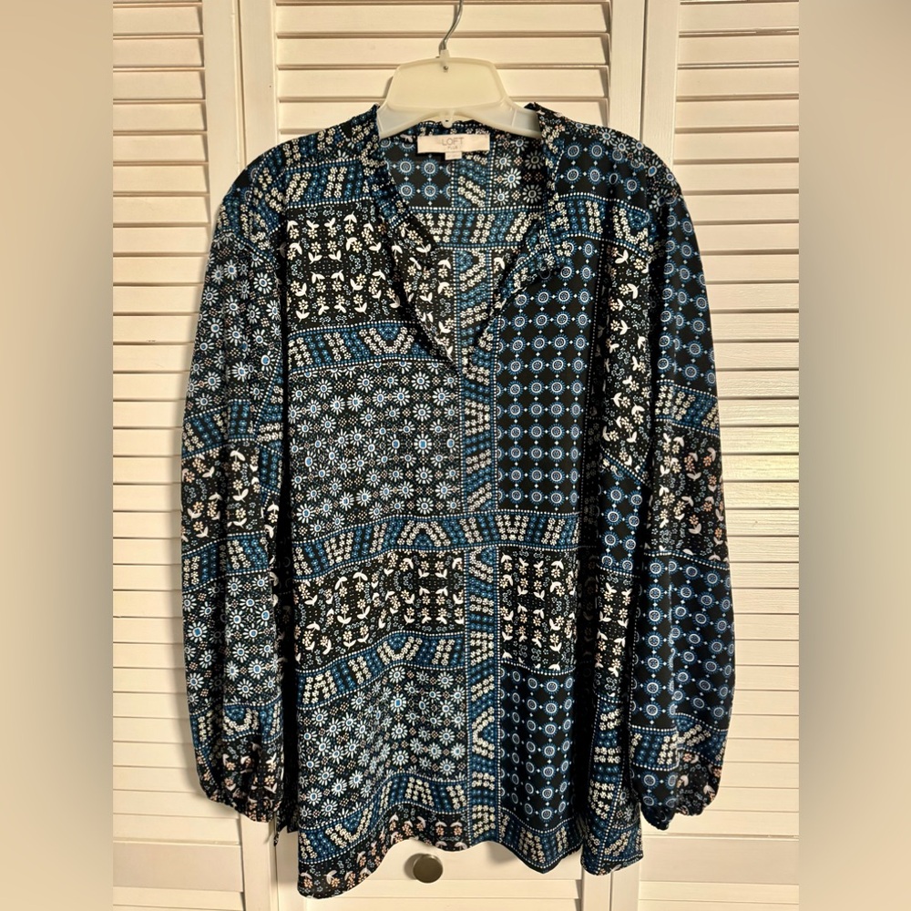 Loft Plus Patchwork Blouse Size 18 - image 1